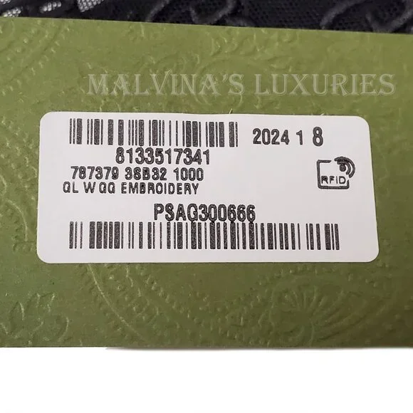 GUCCI GLOVES 787379 BLACK TULLE w GG LOGO MOTIF EMBROIDERY sz 8 / L - Picture 13 of 14